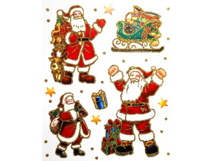 Samolepky na okni Santa Clausové zlatí