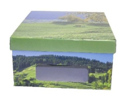 Krabice úložná s okénkem mix dekoru 44x35x18cm