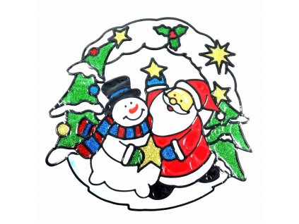 vánoční samolepka Santa Claus a sněhulák