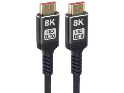 Černošedý textilem opletenýkabel Hdmi 5m verze 2.1