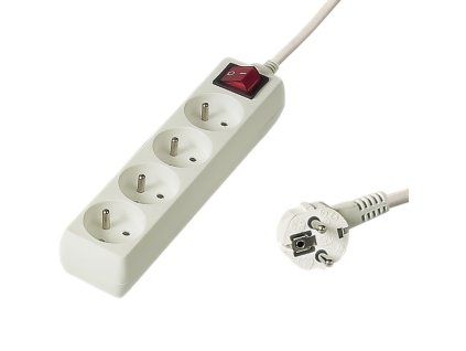 kabel prodluzovaci 230v 4z vypinac 2m bila