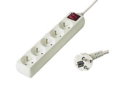 kabel prodluzovaci 230v 5z vypinac 5m bila