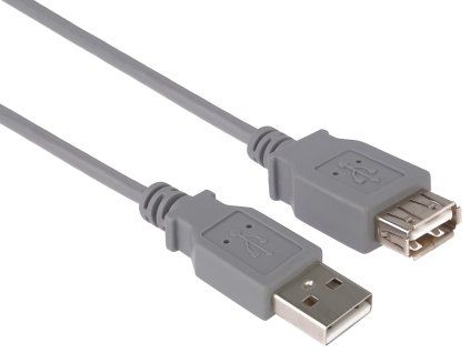 Šedý prodlužovací kabel USB 2m