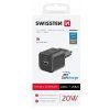 Černá USB rychlonabíječka Swissten s výkonem 20W a konektory USB-A i USB-C