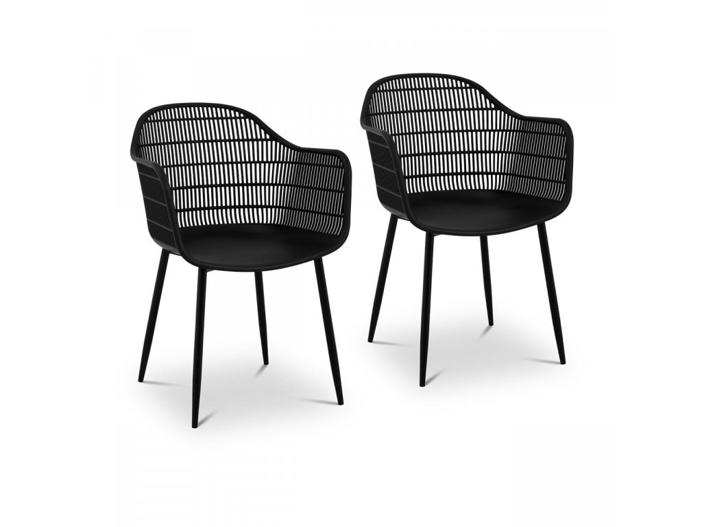 Židle - 2dílná sada - až 150 kg - sedák 45 x 44 cm - černá