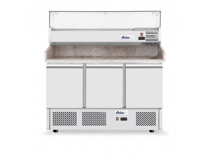 Pizza pult třídveřový s chladicí vitrínou 380+40L, Arktic, 254L, 230V/400W, 1365x700x(H)1030mm