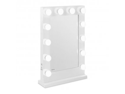 Hollywoodské zrcadlo - bílé - 12 LED diod - hranaté