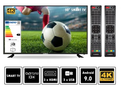 KB Elements TV LED Android Smart TV 50" palců 4K UHD DVB-T2/S2 2x dálkové ovládání