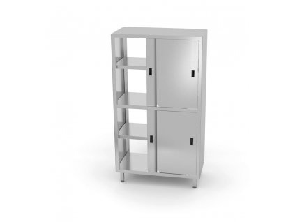 Průchozí skříň s přepážkou a posuvnými dveřmi, HENDI, Kitchen Line, 1000x600x(H)1800mm