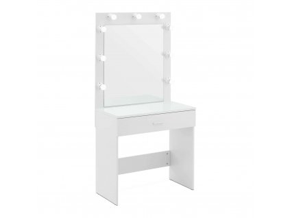 Toaletní stolek se zrcadlem a světlem - 80 x 40 x 160 cm - bílý
