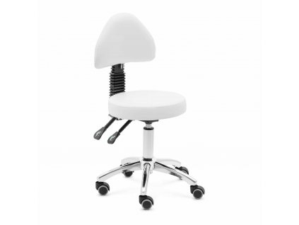Otočná židle na kolečkách s opěradlem - 48–55 cm - 150 kg - bílá