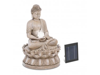 Solární zahradní fontána - Sedící postava Buddhy - LED osvětlení
