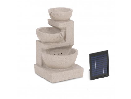 Solární zahradní fontána - 3 mísy na hliněné stěně - LED osvětlení