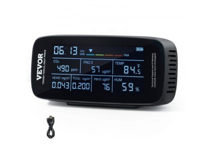 9-IN-1 Monitor kvality vzduchu CO2 Detektor PM1.0/2.5/10 HCHO TVOC Tester
