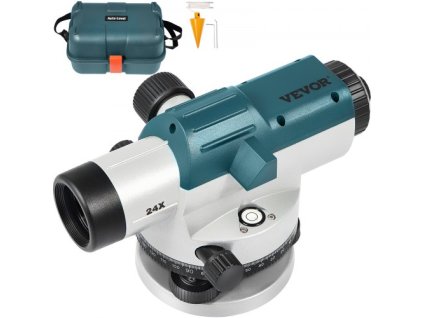 Automatická optická vodováha, 24X, 40 mm Aperture Sada automatické nivelace s magnetickým tlumeným kompenzátorem a transportním zámkem, nástroj na měření úhlu výšky vzdálenosti s tvrdým plastovým pouzdrem, IP54 vodotěsný