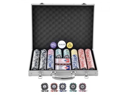 Sada pokerových žetonů , 500dílná pokerová sada, kompletní herní sada pro hraní pokeru s hliníkovým pouzdrem, kasinové žetony 11,5 gramů, karty, tlačítka a kostky, pro Texas Hold'em, Blackjack, hazardní hry