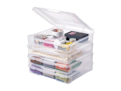 Úložný papír na scrapbook 4 balení stohovatelné plastové krabice na deskové hry Průhledné pouzdro