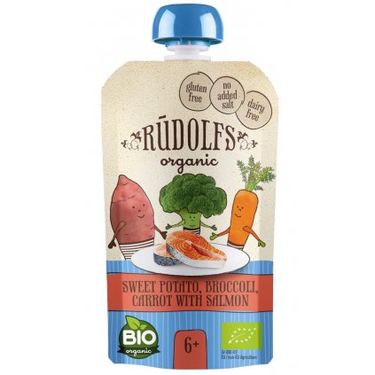 rudolfs bio kapsicka bataty brokolice mrkev s lososem 110 g