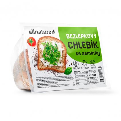 allnature bezlepkovy chlebik se seminky 350 g