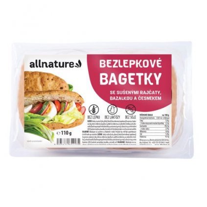 allnature bezlepkove bagetky se susenymi rajcaty bazalkou a cesnekem 110 g