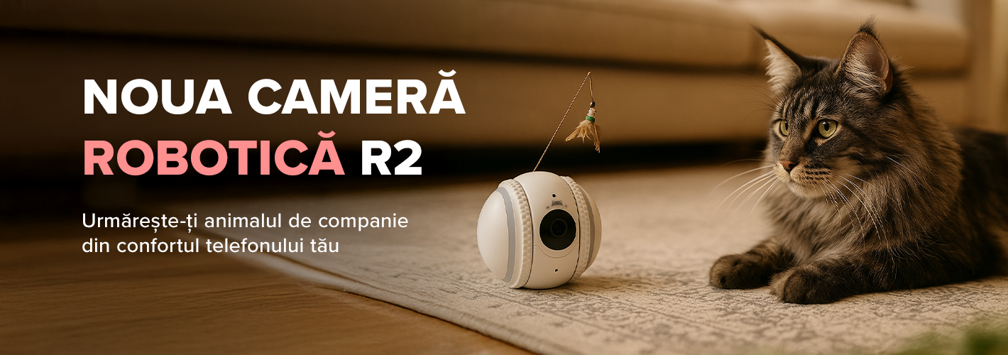 Cameră robotică Edge XBO-R2 pentru monitorizarea animalelor de companie, rezoluție 2MP, senzor de mișcare, memorie internă 32GB