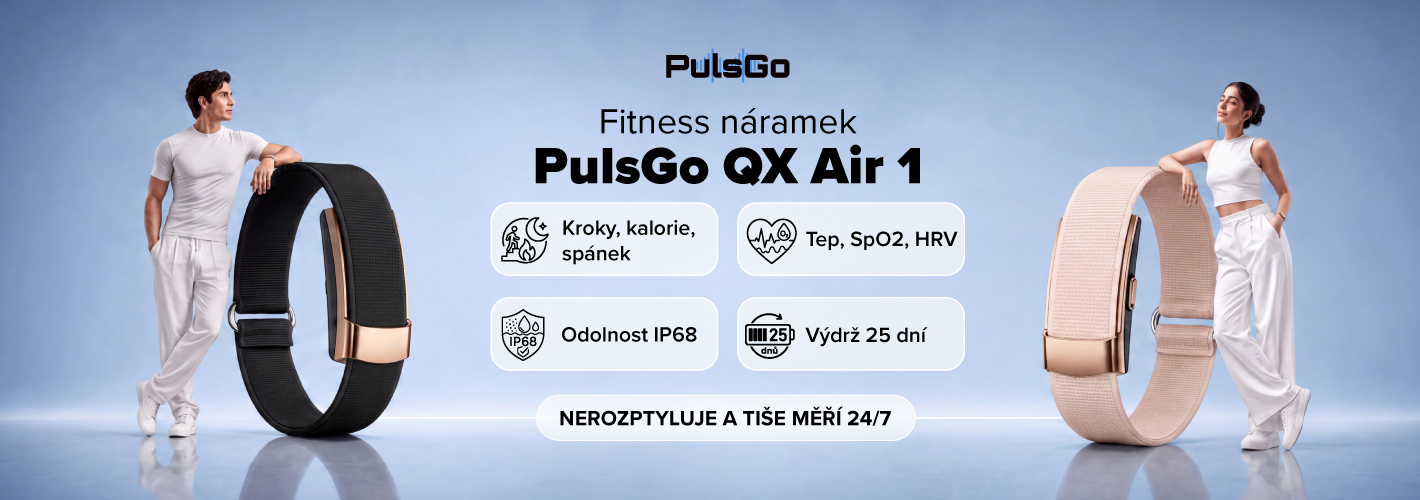Smart fitness náramok bez displeja QX Air 1, meranie tepu, HRV, stresu, okysličenia krvi, kvality spánku, krokov, vzdialenosti, spálených kalórií, IP68, výdrž 25 dní