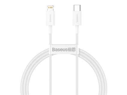 3028 9 baseus flexibilný nabíjací a dátový kábel usb c lightning 20w dĺžka 1m biely catlys a02