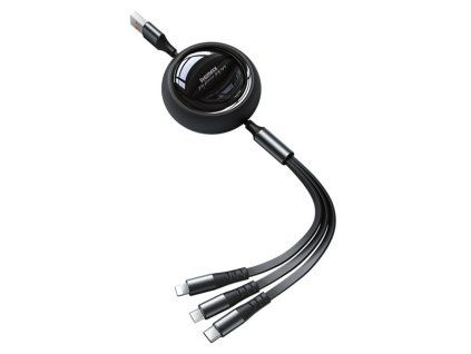 4678 remax multifunkcni kabel 3v1 micro usb usb c lightning 15w 3a 1 2m cerny