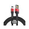 1395 baseus nabíjací a dátový kábel usb lightning 2 4a dĺžka 1m červená čierna