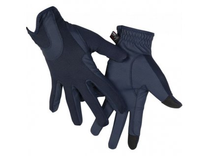 Jezdecké rukavice HKM Grip Mesh (barva tmavě modrá, velikost M)