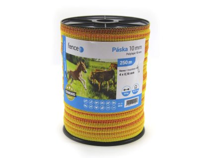 Páska pro elektrický ohradník, šířka 10 mm, žluto-oranžová, délka 250 m