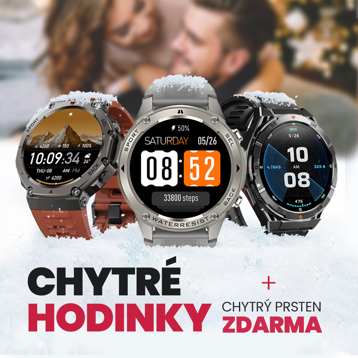 Speciální vánoční akce chytré hodinky + chytrý prsten zdarma jako dárek.