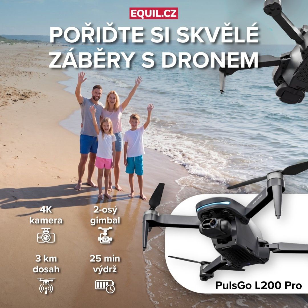Dron PulsGo L200 Pro, 4K kamera, 2 osý gimbal, GPS, 25 minut letu, ukládání na SD kartu, fallow me