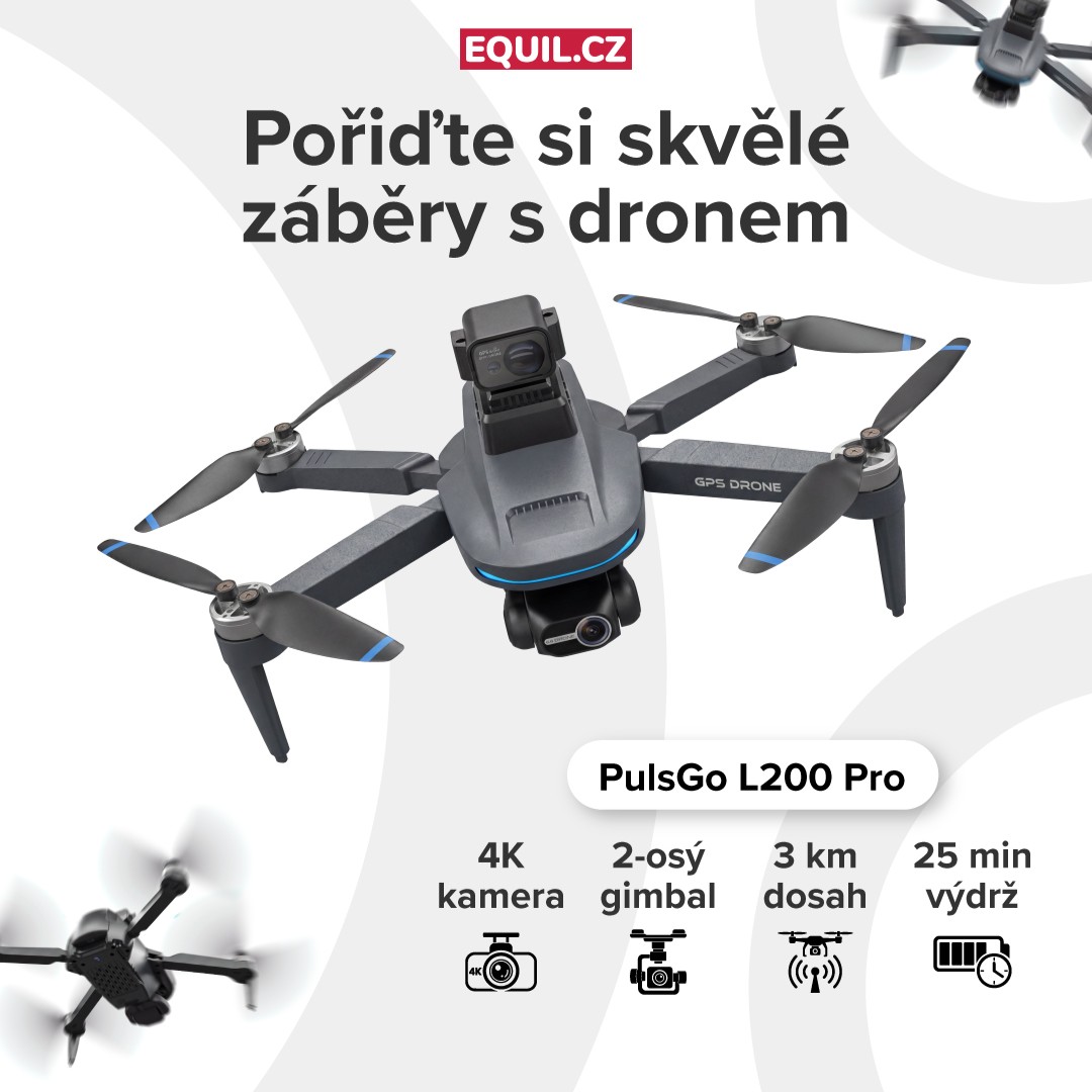 Dron PulsGo L200 Pro, 4K kamera, 2 osý gimbal, GPS, 25 minut letu, ukládání na SD kartu, fallow me