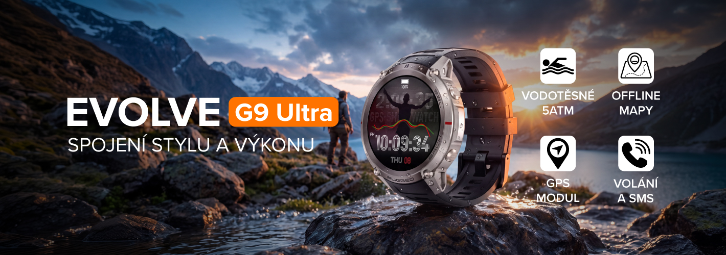 Chytré hodinky EVOLVE G9 Ultra, offline mapy, navigace, GPS, vodotěsné 5ATM, AMOLED displej, kompas,