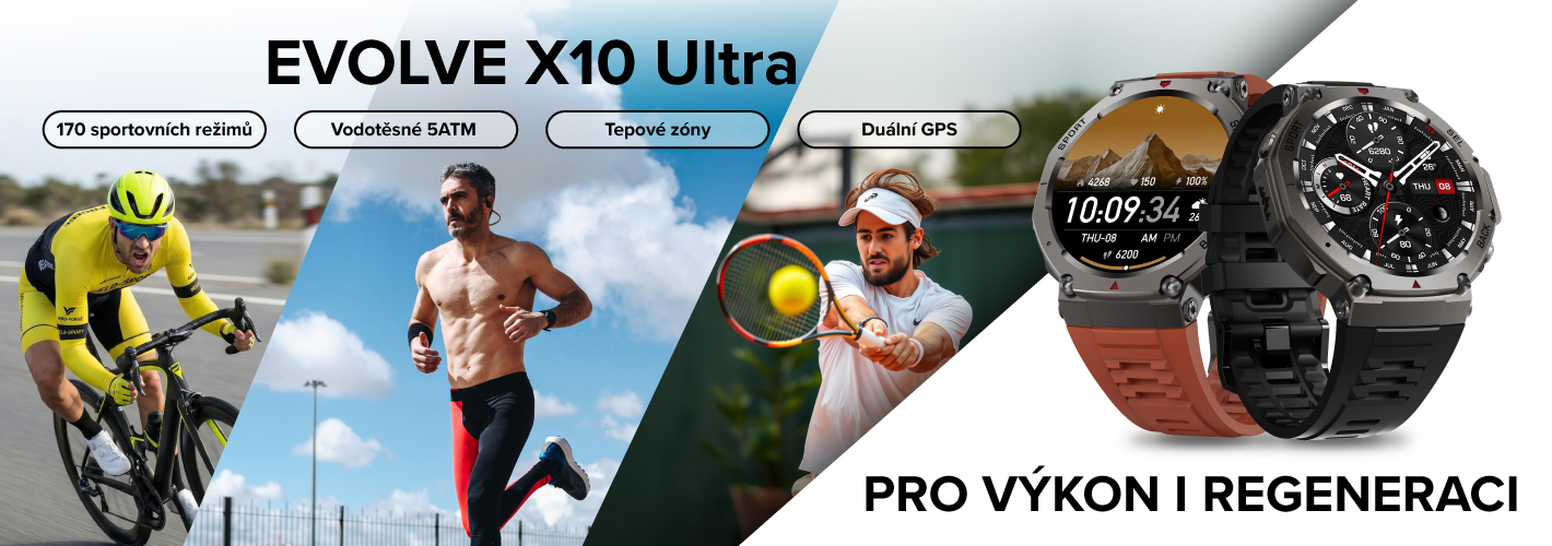 Chytré hodinky EVOLVE X10 Ultra, AMOLED displej, volání, duální GPS, odolnost IP69K, certifikace MIL-STD-810H, Gorilla glass, kompas, 170 sportovních režimů
