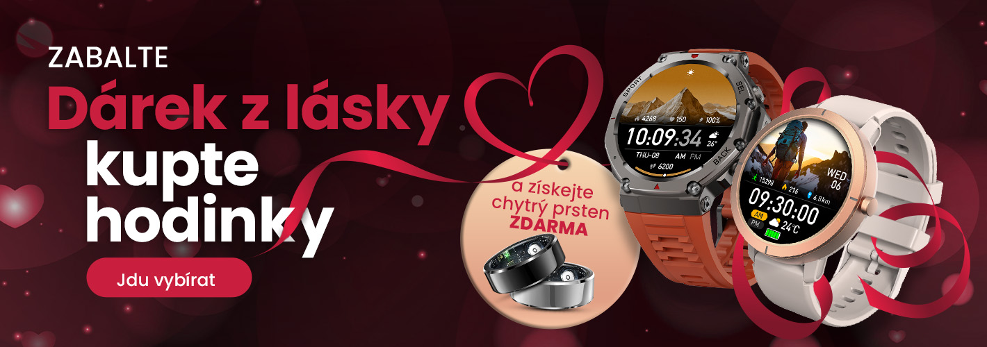 Valentýnská akce k vybraným modelům chytrých hodinek nyní chytrý prsten jako dárek zdarma.