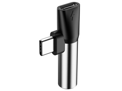 Baseus adaptér 2v1 Type-C/Type-C + 3.5mm Jack / Silver-Black