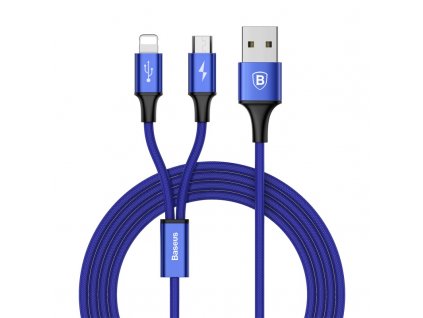 2433 baseus multifunkcni kabel 2in1 micro lightning 3a delka 1 2m blue caml su13