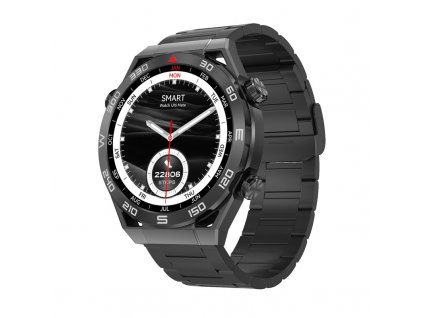 Chytré hodinky Lige N.01 Ultra černé / NFC / GPS / AMOLED displej / řemínek nerez ocel / N-X07