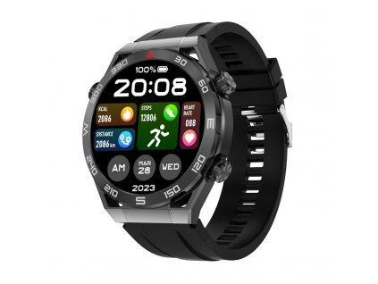 Chytré hodinky Lige N.01 Ultra černé / NFC / GPS / AMOLED displej / silikonový řemínek / N-X09