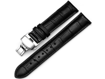 Kožený řemínek k hodinkám / šířka 20mm / hovězí kůže / černý