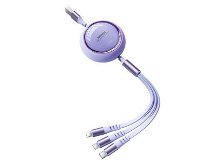 REMAX multifunkční kabel 3v1 / micro USB / USB-C / Lightning 15W / 3A 1,2m (fialový)