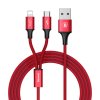 2430 baseus multifunkcni kabel 2in1 micro lightning 3a delka 1 2m red caml su09