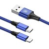 2433 5 baseus multifunkcni kabel 2in1 micro lightning 3a delka 1 2m blue caml su13