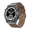 Chytré hodinky Lige N.01 Ultra černé / NFC / GPS / AMOLED displej / řemínek hnědá kůže / N-X08