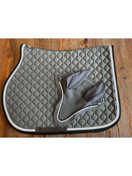 Anna Scarpati - SET GRIGIO MELANGE - podsedlová dečka Quer + čabraka Zueg