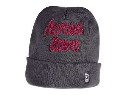 2787 zimni cepice horse love tmave seda elt