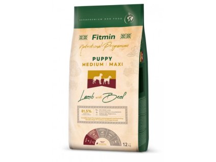Fitmin Medium Maxi Lamb with Beef krmivo pro štěňata 12 kg 1