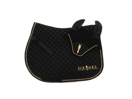 Luxury Saddle Pad and Ear Bonnet Set – Black, Full